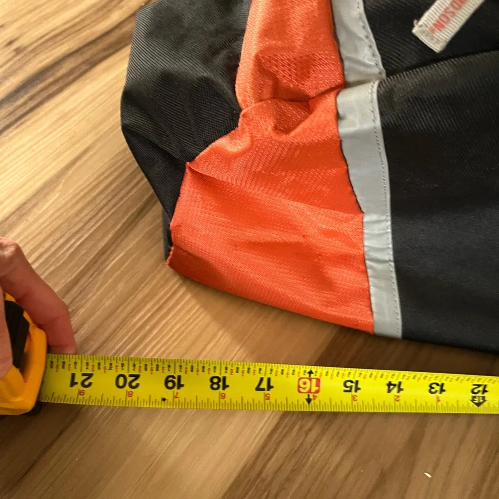 Harley Davidson Motorcycle Zip Top Duffel Sturdy Canvas Travel Bag Black/Orange